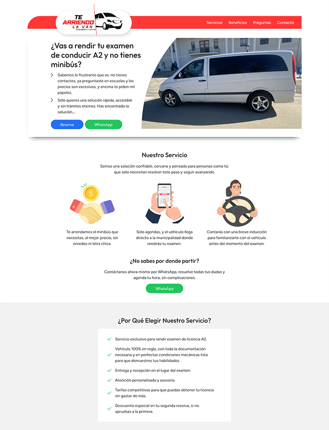 Sitio web Te Arriendo la Van